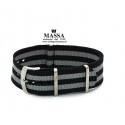 MORELLATO STRAP BLACK AND GREY 22MM IN CANVAS, BREATHABLE, ANALLERGIC, WASHABLE WITH STAINLESS STEEL BUCKLE